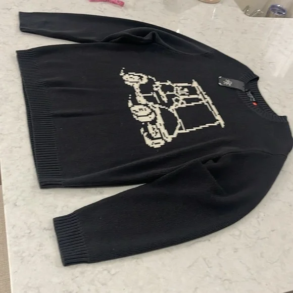 BNWT Random Golf Club sweater size XXL color black. Image of pixelated golf cart